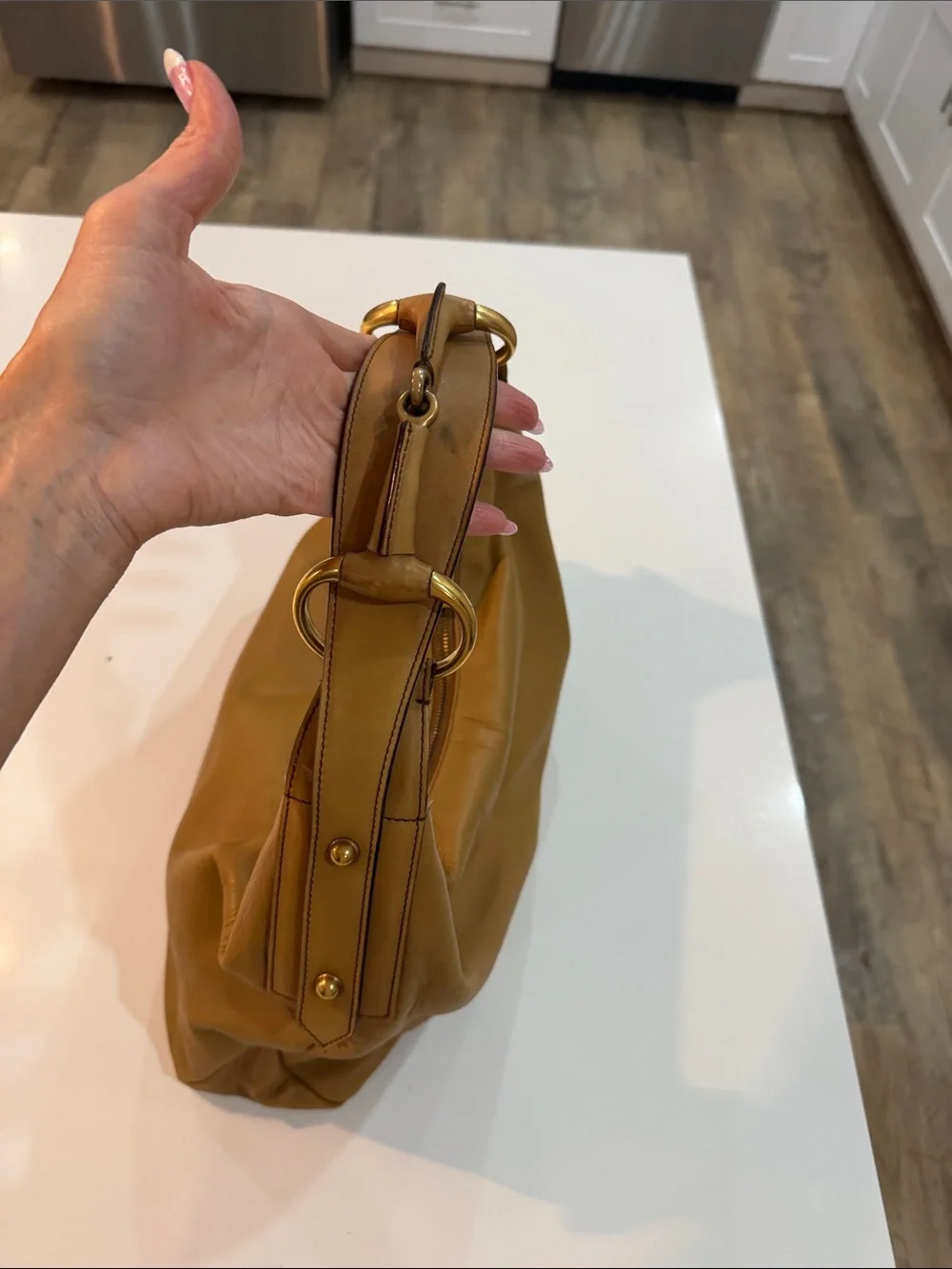 GUCCI-Tom Ford Hobo Shoulder Bag - Deep mustard/tan color Leather ..